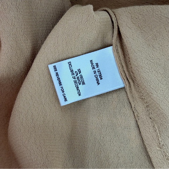 John Mark long sleeve floral embroidered blouse tiered leopard print cuffs Med - Picture 9 of 9